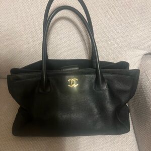 CHANEL Black Tote with Gold Logo